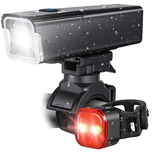 Super Bright Bike Light USB Rechargeable, LED Bicycle Headlight Front and Back Rear Tail Lights, IPX6 Waterproof, Easy to Install for Men Women Kids Cycling Safety Flashlight