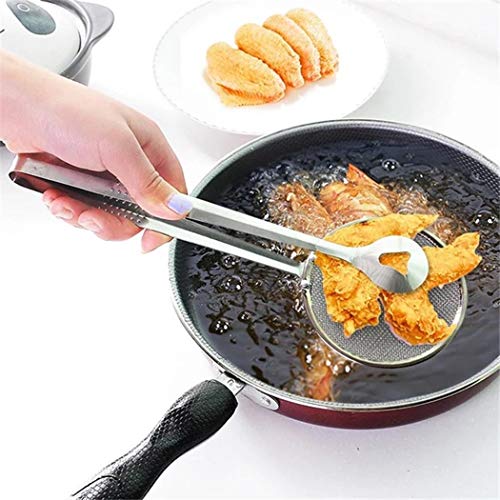 Breven 2 in 1 Filter Spoon with Clip,Kitchen Multi-Functional Filter Spoon,Food Oil-Frying BBQ Salad Filter,Food Skimmer,Non-Stick Spoon