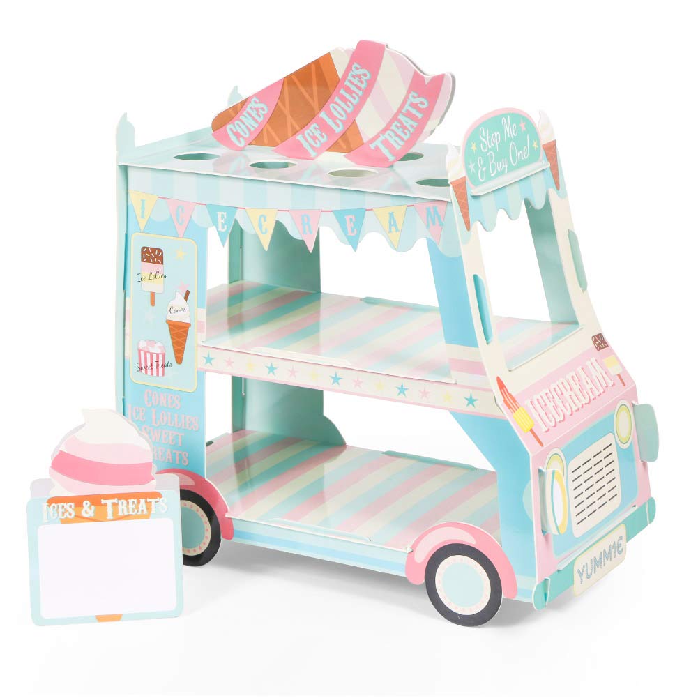 Aooba Van Cake Stand, Ice Cream Truck Decorations - Ice Cream Baby Shower，Birthday Party Supplies Table Centerpiece Decor Ice Cream Cart Cake Cupcake Stand(3 Tier) Van Cupcake Stand