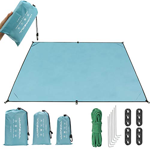 JUMPSOUL Sand Free Beach Blanket 76''Ã—86'' Outdoor Picnic Blanket, Compact Waterproof Lightweight Quick Drying Durable & UV Resistant with 6 Stakes & 4 Corner Pockets & 236in Centerline
