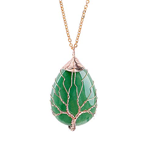 QCQHDU Crystal Rainbow Stone Necklace Pendant Wire Wrapped Chakra Healing Stone Necklace Pendant for Women Men 3Color-1