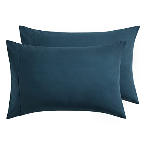 Bedsure Pillowcases Standard Size Set of 2 - Navy Standard Pillow Cases 2 Pack 20 x 26 inches, Brushed Microfiber, Pillow Case Covers with Envelop Closure
