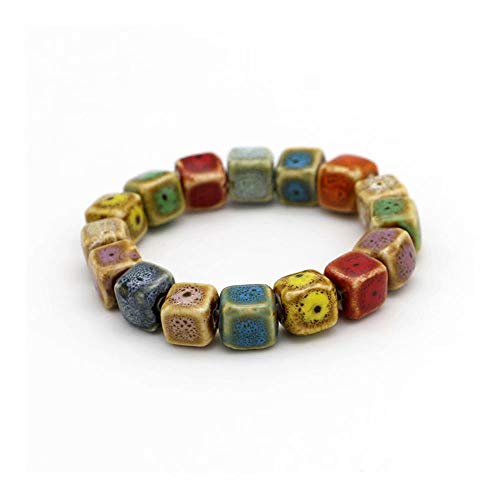 Wansan Ceramic Bracelet Colorful Elastic Handmade Simple Ethnic Style Hand Chain Small Balls Triangle Love Hearts Quadrate Shaped