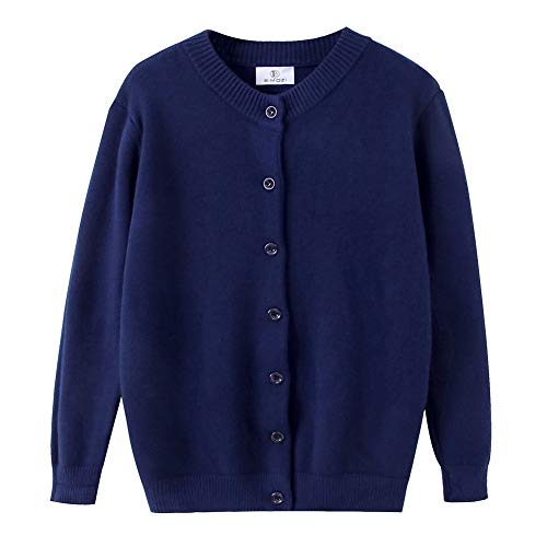 B BIMOZI Women Thick Button Down Cardigan Sweaters Crew Neck Medium Weight Long Sleeve