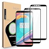 [2 Pack] OnePlus 5T Screen Protector, ICHECKEY [Full Adhesive] [2.5D Full Coverage] [Case Friendly] Tempered Glass Screen Cover Shield for OnePlus5T - Black