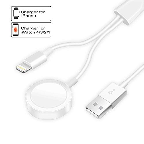 Compatible with Apple Watch iWatch Charger, 2 in 1 Wireless Charger Cable for Apple Watch Series 4/3/2/1 and XR/XS/XS Max/X/8/8Plus/7/7Plus/6/6Plus 3
