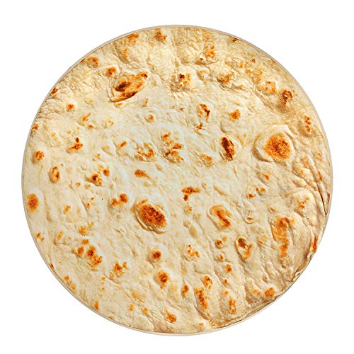 YISUN Burritos Tortilla Blanket for Adult and Kids, Comfort Wearable Tortilla Blanket, Novelty Round Food Flour Tortilla Throw Blankets (Yellow Burrito, 71 inches)