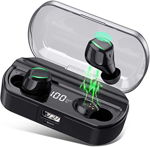 Book Cover AMINY T23 True Wireless Earbuds Bluetooth Headphones Wireless Bluetooth Earphones IPX7 Waterproof Bluetooth 5.0 Stereo Hi-Fi Sound 120 Hrs Playtime with Charging Case(Black)
