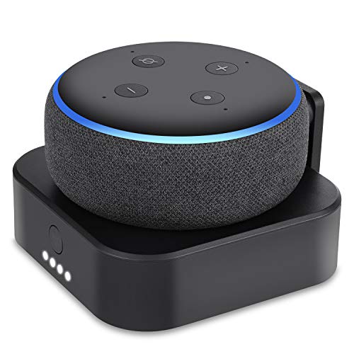 Book Cover Rechargeable Battery Base for Echo Dot (3rd Gen) - 7000mAh Portable Charger by Wasserstein (Black)