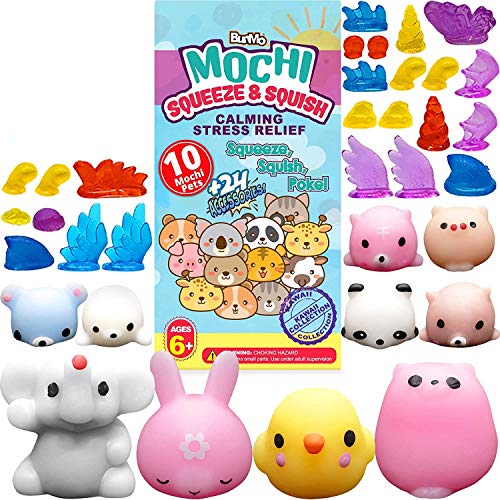 Book Cover BunMo Squishy Fidget Toys and Mochi Toy Pack - Squishy Fidget Toy Set Includes Stick on Kawaii Things - Reduce Stress and Anxiety with Squishy Animal Fidget Pack Stress Toys