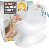 Nuby My Real Potty Training Toilet with Life-Like Flush Button and Sound for Toddlers and Kids, White