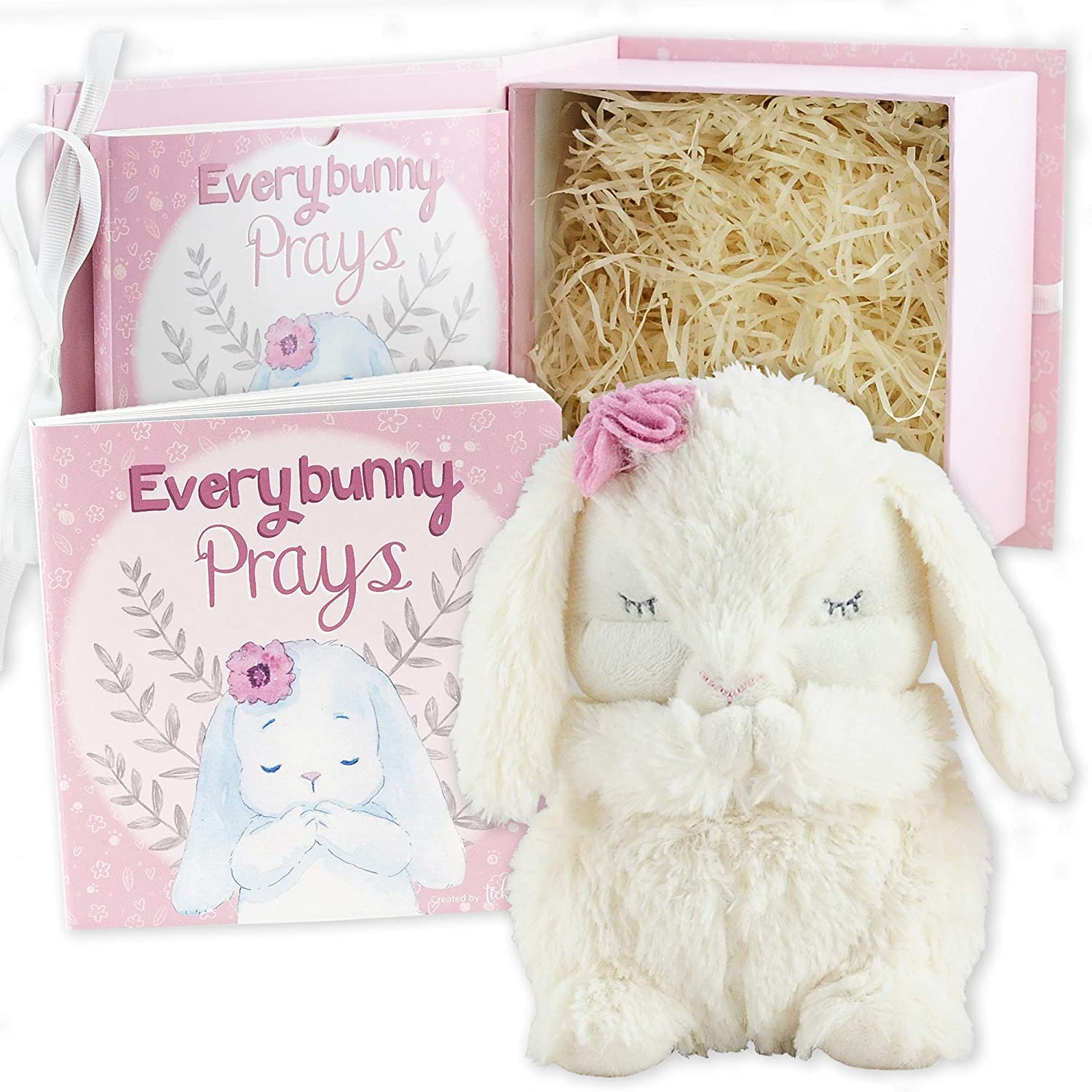 Book Cover Tickle & Main Everybunny Prays, Baby and Toddler Gift Set with Praying Musical Bunny and Prayer Book in Keepsake Box, Girls, Pink