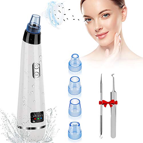Blackhead Remover Vacuum Pore Cleaner USB Rechargeable Acne Comedone Extractor Tool with 5 Adjustable Suction Power and 4 Replaceable Probes