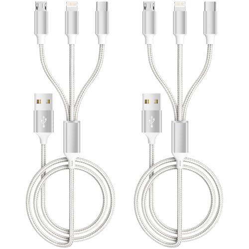 IDiSON 5Pack(3ft 3ft 6ft 6ft 10ft) iPhone Lightning Cable Apple MFi Certified Braided Nylon Fast Charger Cable Compatible iPhone Max XS XR 8 Plus 7 Plus 6s 5s 5c Air iPad Mini iPod (Silver)