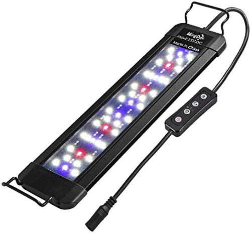 Mingdak LED Aquarium Fish Tank Light Fixture,Full Spectrum Lighting for Freshwater Planted Aquariums,Slim & Thin Aluminum Housing,Extendable Brackets Fit 12" to 18" Fish Tank