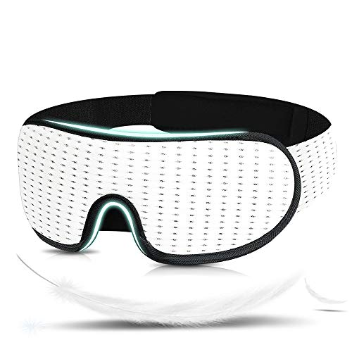 Book Cover Sleep Mask for Women Men, Eye mask for Sleeping 3D Contoured Cup Blindfold with Breathable Memory Foam,100% Block Out Light,Soft Comfort Eye Shade Cover for Yoga Meditation (3D White)