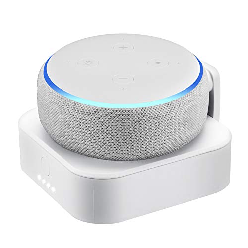 Book Cover Rechargeable Battery Base for Echo Dot (3rd Gen) - 7000mAh Portable Charger by Wasserstein (White)