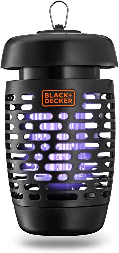 Book Cover BLACK+DECKER Bug Zapper Hanging Electric Lantern with Insect Tray, Cleaning Brush, Quiet Dim Light Bulb & Waterproof Design for Indoor & Outdoor Flies, Gnats & Mosquitoes Up to 625 Square Feet