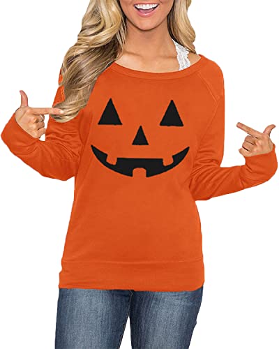 Book Cover For G and PL Women's Halloween Long Sleeve Hocus Pocus Shirt Pumpkin Skeleton Sweatshirts
