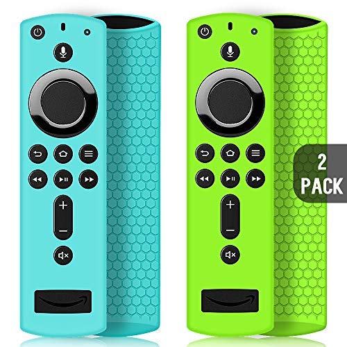 Book Cover 2 Pack Remote Case/Cover for Fire TV Stick 4K,Protective Silicone Holder Lightweight Anti Slip Shockproof for Fire TV Cube/3rd Gen All-New 2nd Gen Alexa Voice Remote Control-Turquoise,Green