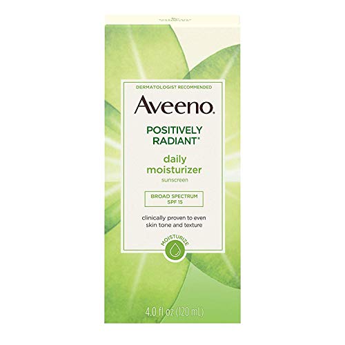 Book Cover Aveeno Positively Radiant Daily Face Moisturizer with Broad Spectrum SPF 15 Sunscreen and Soy Extract, 4 fl. oz