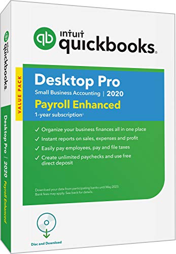 Book Cover [Old Version] QuickBooks Desktop Pro with Enhanced Payroll 2020 Accounting Software for Small Business with Shortcut Guide [PC Disc]