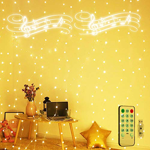 Book Cover MEIJUBOL Window Curtain String Light (9.8 x 9.8 FT) with Remote Control 300 LED Waterproof String Light USB Power Plug in for Party Christmas Garden Bedroom Outdoor Indoor Wall Decoration