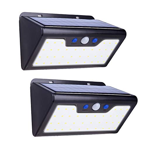 TT Solar Lights Outdoor, 2 Optional Modes Solar Motion Sensor Security Lights IP65 Waterproof Wireless Solar Powered Lights with Wide Angle Solar Wall Lights for Garden, Patio, Yard, Fence (2 Pack)