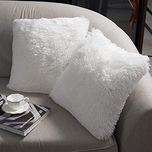 Book Cover NordECO HOME Luxury Soft Faux Fur Fleece Cushion Cover Pillowcase Decorative Throw Pillows Covers, No Pillow Insert, 22