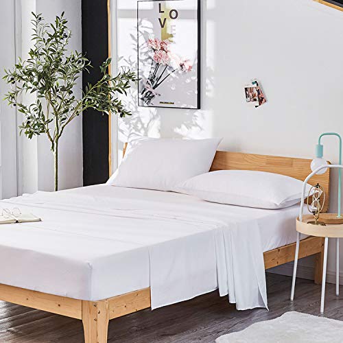 Book Cover Dreaming Wapiti Queen Sheet Set, Double Brushed Breathable 4pcs Microfiber Bedding, Super Soft Luxury Bed Sheets with 16-inch Deep Pocket, Hypoallergenic, Wrinkle Fade Resistant (White)