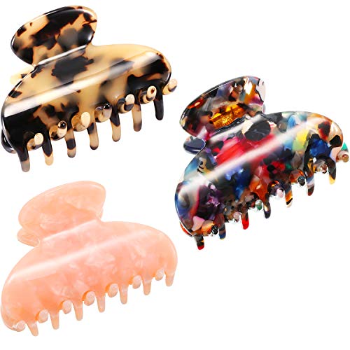 Book Cover 3 Pieces Hair Claws Celluloid Acetate French Design Barrettes Tortoise Shell Claws Hair Claw Accessories Hair Clip for Women Girls