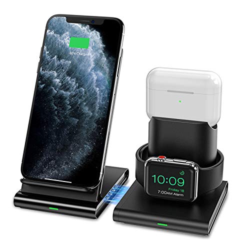 Book Cover Seneo Wireless Charger, 3 in 1 Wireless Charging Station for Apple Watch, AirPods Pro/2, Detachable and Magnetic Wireless Charging Stand for iPhone 11 Pro Max/X/XS/XR/8Plus(NO QC 3.0 Adapter)