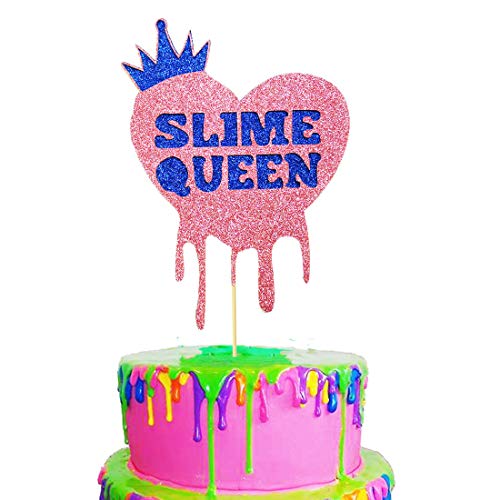 Book Cover HEETON Slime Queen Cake Topper for Slime Birthday Baby Shower Painting Party Art Themed Party Supplies Decorations Girl