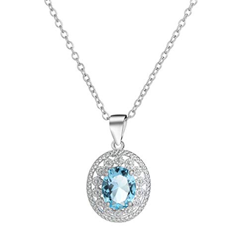 Book Cover Heberry Women Necklaces Valentine's Day Fashion Jewelry Blue Topaz Clavicle Chain Woman