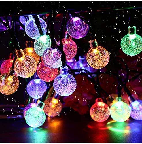 Book Cover UPOOM Solar String Lights Garden 50 LED 24Ft Outdoor String Lights Multi-Colored Waterproof Crystal Ball Fairy Lights, Decoration Lighting for Home, Garden, Patio, Yard, Christmas