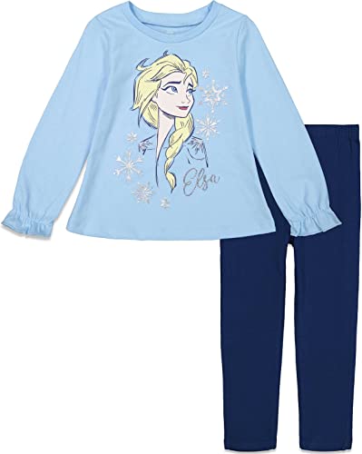 Book Cover Disney Frozen Princess Anna Elsa Girls Graphic T-Shirt and Leggings Outfit Set Toddler to Big Kid