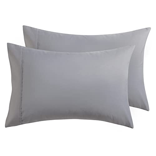 Book Cover Bedsure Queen Pillowcases Set of 2 - Silver Grey Pillow Cases Queen Size 2 Pack 20 x 30 inches, Brushed Microfiber, Pillow Case Covers with Envelop Closure