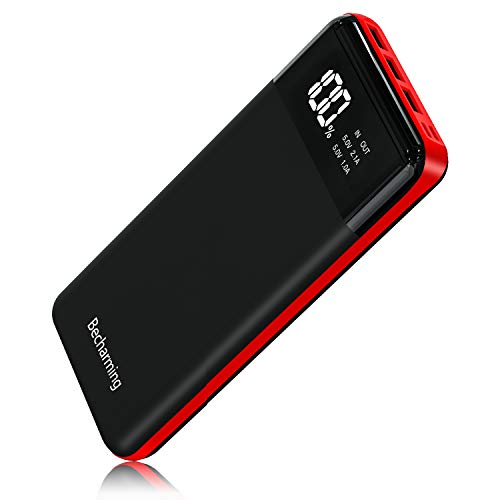 Book Cover Power Bank 25000mAh Portable Charger, High Capacity Battery Pack Backup External USB Battery Power Pack Battery Charger 3 Output 2 Input with LCD Display Compatible Smartphone, Android Phone, Tablets