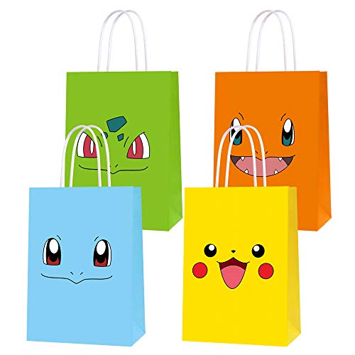 Book Cover 16 PCS Game Theme Birthday Party Paper Gift Bags for Pocket Monster Party Supplies Birthday Party Decorations - Party Favor Goody Treat Candy Bags for Game Kids Adults Birthday Party Decor