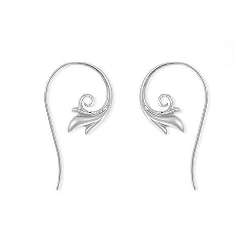 Boma Jewelry Sterling Silver Flower Blossom Pull Through Hoop Earrings