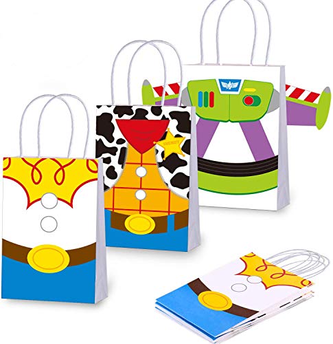 Toy Inspired Story Birthday Party Supplies Favor Goodie Gift Bags, Including 3 Patterns Double Sided Printed Ideal for Kid Birthday Party Decorations