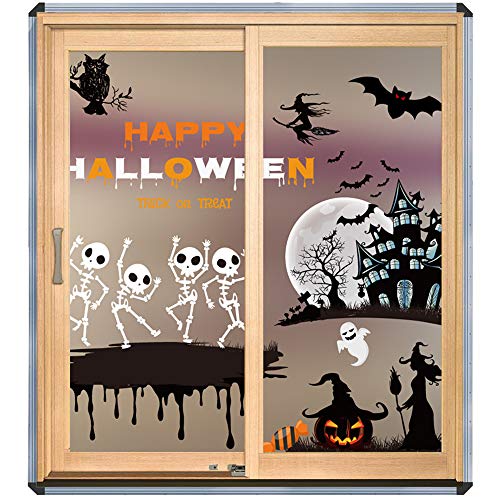 Artiflr 3 Pack Halloween Decorations Window Clings Decor, Cute Pumpkin Ghost Trick or Treat Kids School Home Office Accessories Party Supplies Gifts