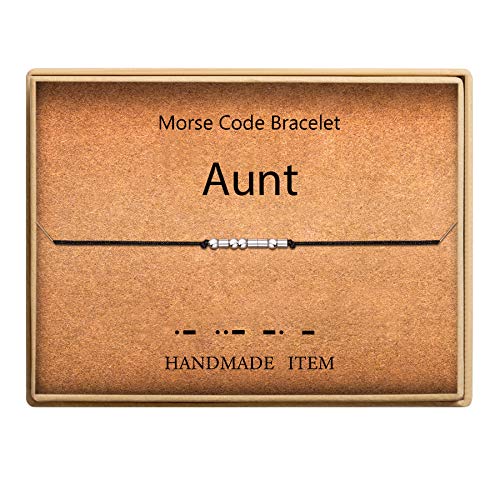 SANNYRA Morse Code Bracelet 14k Gold Plated Beads on Silk Cord Friendship Bracelet Gift for Her