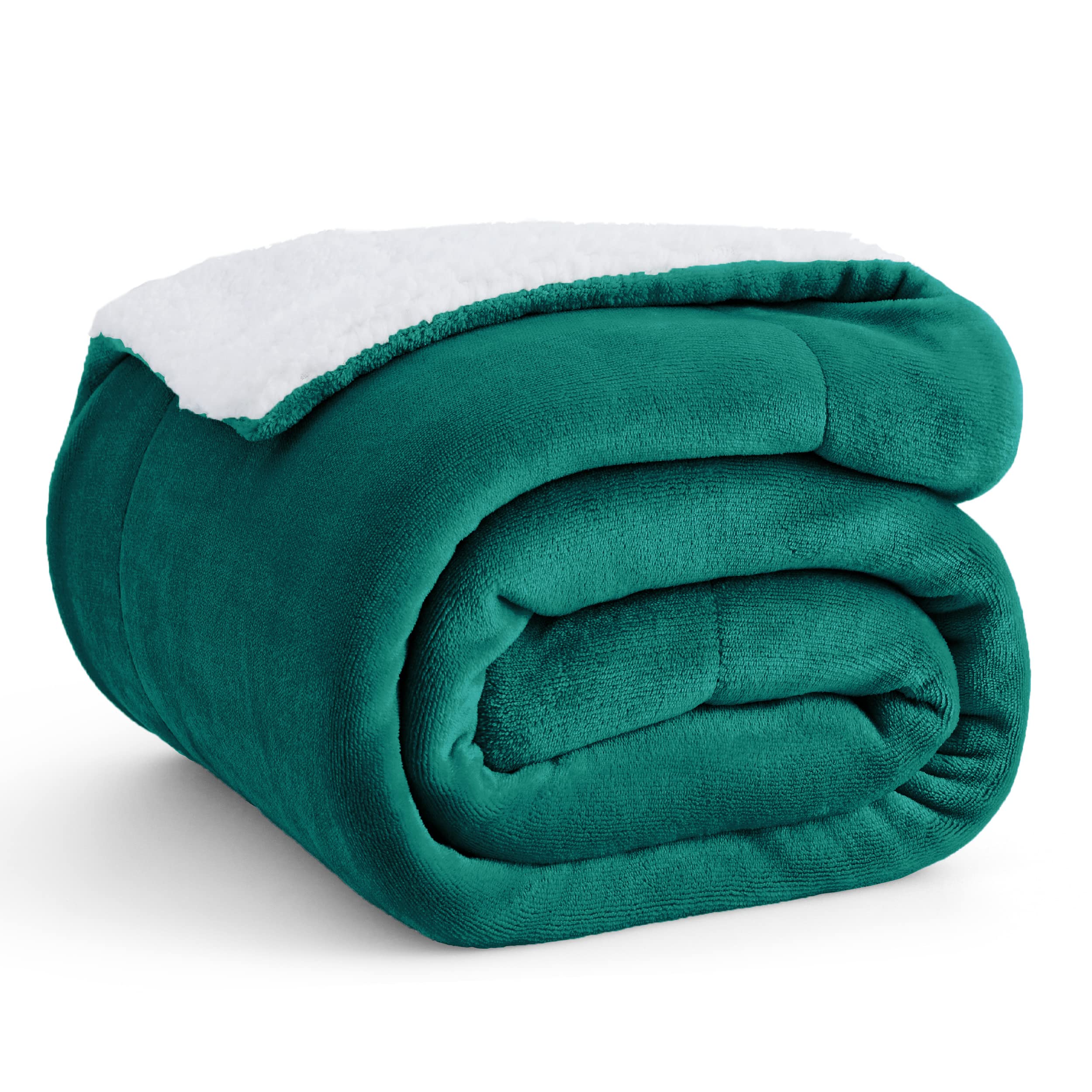 Book Cover Bedsure Sherpa Fleece Throw Blanket Twin Size for Couch - Thick and Warm Blankets for All Seasons, Soft and Fuzzy Twin Blanket for Bed, Forest Green, 60x80 Inches Twin (60