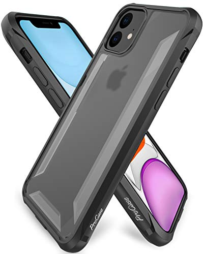 ProCase iPhone 11 Case Clear, Hybrid TPU Bumper Cover with Reinforced Corner Protection, Protective Case for iPhone 11 6.1 Inch 2019 -Black