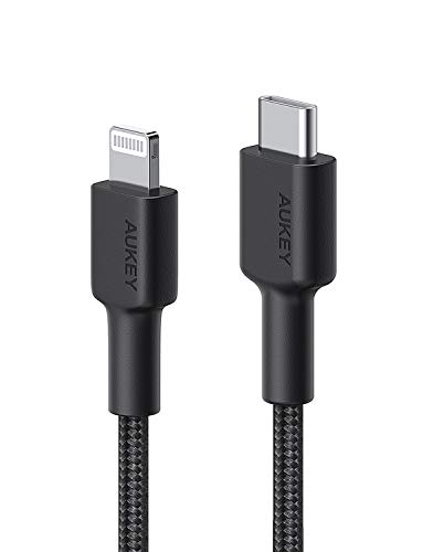 AUKEY USB C to Lightning Cable 6.6ft iPhone 11 Charger [Apple MFi-Certified] Durable Braided Nylon PD Fast Charging Cable iPhone Cable Compatible with iPhone 11 Pro/XS/8 Plus/iPad/Airpods Pro