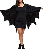iNewbetter Women's Dress Batwing Long Sleeve Mini Bodycon Dresses Sexy Halloween Costumes for Party IB108 Black XL