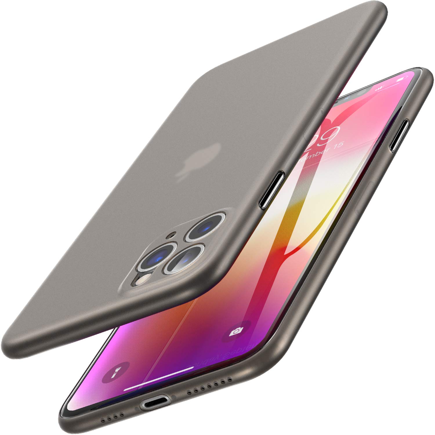 TOZO for iPhone 11 Pro Max Case 6.5 Inch(2019) Hard Cover 0.35mm World's Thinnest Protect Bumper Shell Semi Transparent Light Weight with Matte Finish Black