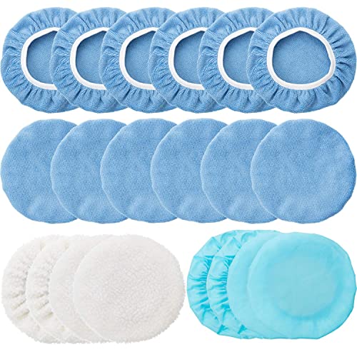 Book Cover 20 Pieces Car Polisher Pad Bonnet Microfiber Max Baxer Bonnet Polishing Bonnet Buffing Pad Cover (5-6 Inches)