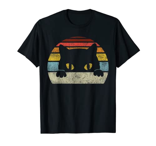 Cat Retro Style Black Kitty Cats Lover Gift T-Shirt
